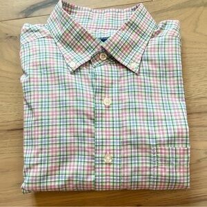 Vineyard Vines Slim Fit Murray Shirt Mens Size Large Pink Blue Check